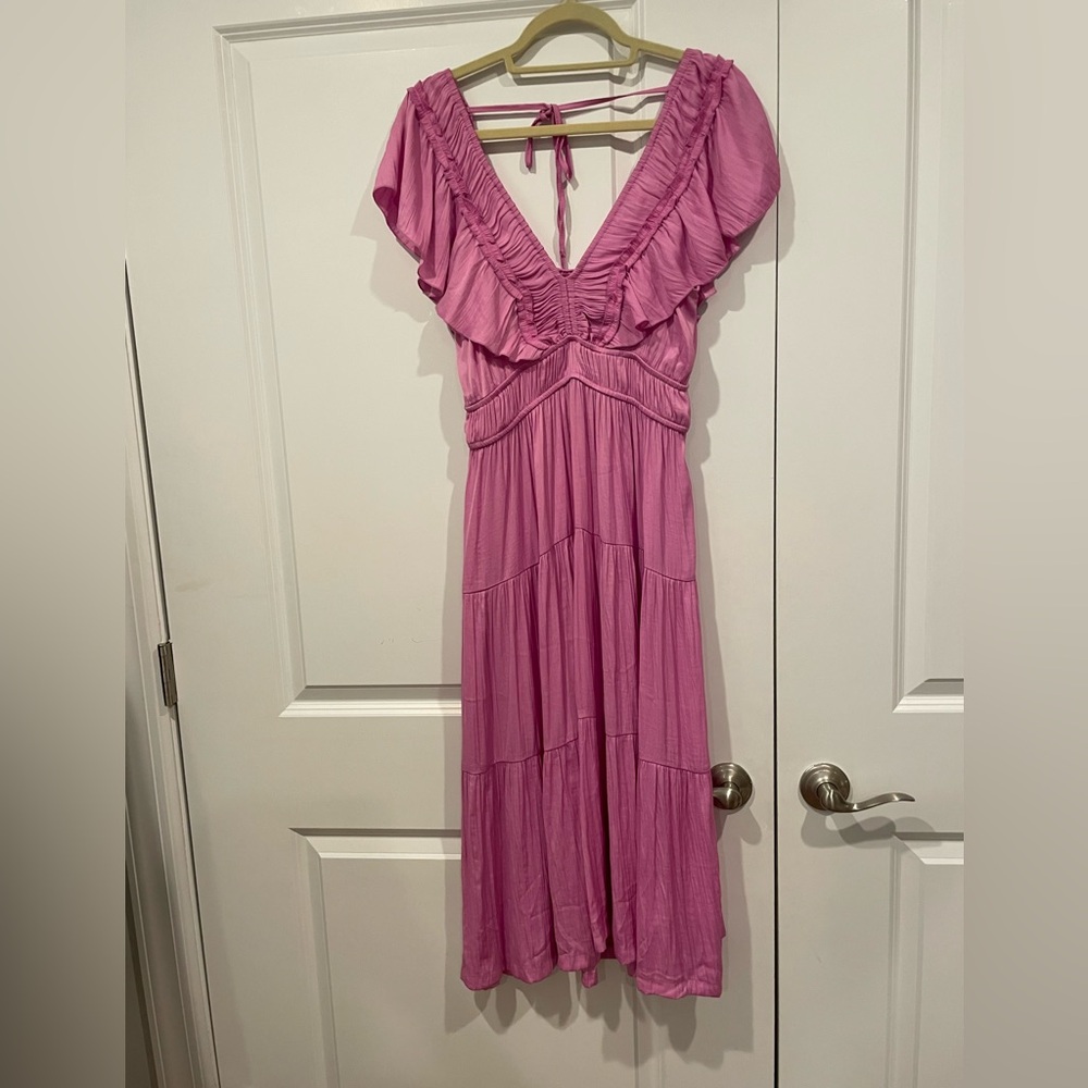 NWT Joie Pink Ruched Midi Dress size M